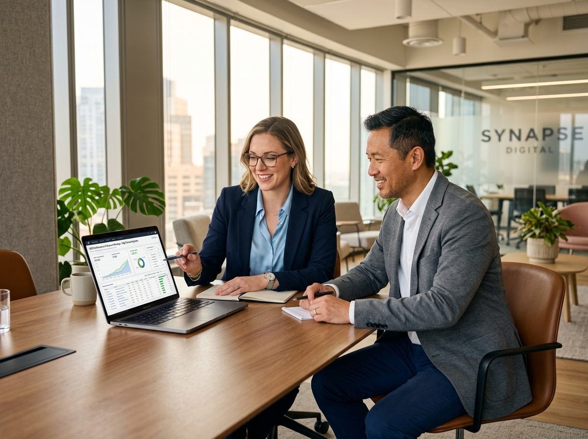 Wrentit Dalli Consulting digital marketing specialists reviewing SEO analytics with a client
