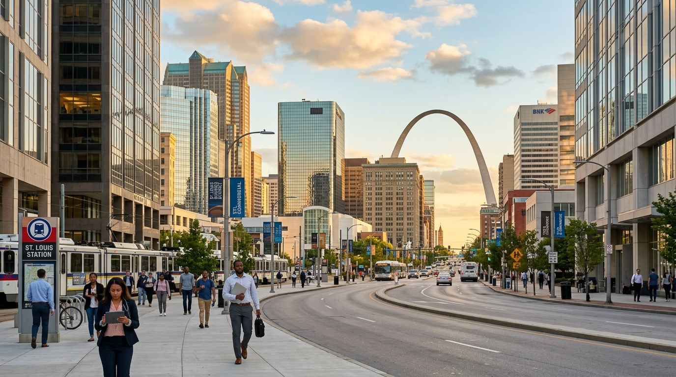 St. Louis Missouri commercial business district and metropolitan service area